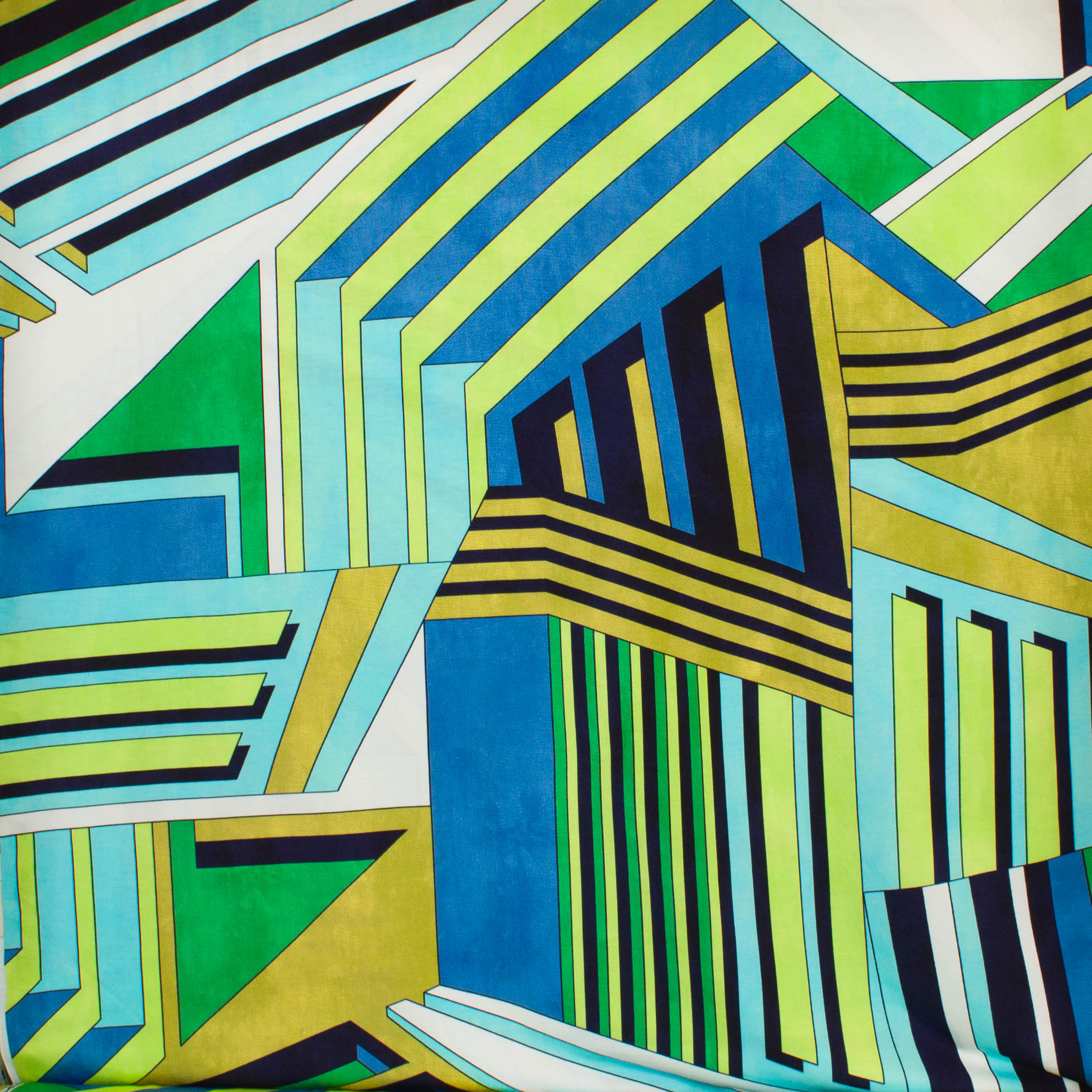 Viscose tricot wit met multicolor abstract motief
